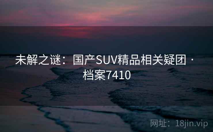 未解之谜:国产SUV精品相关疑团 · 档案7410 未解之谜:国产SUV精品相关疑团 · 档案7410